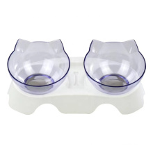 Non-Slip Elevated transparent dog feeding bowl cat water double bowl